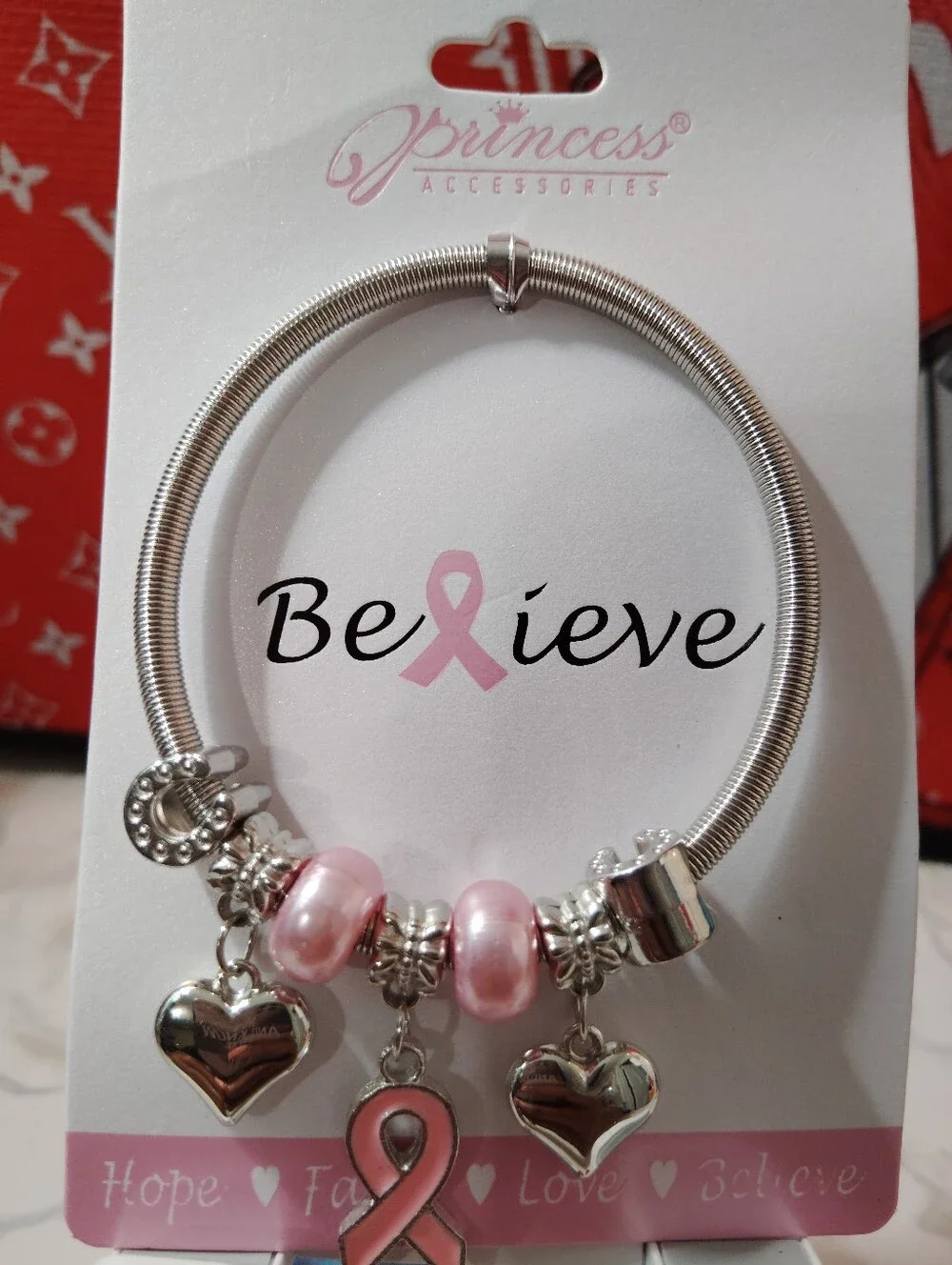 Pink Ribbon Charm Bracelet - BeLieve Collection